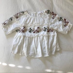 Luca + Grae Embroidered White Blouse